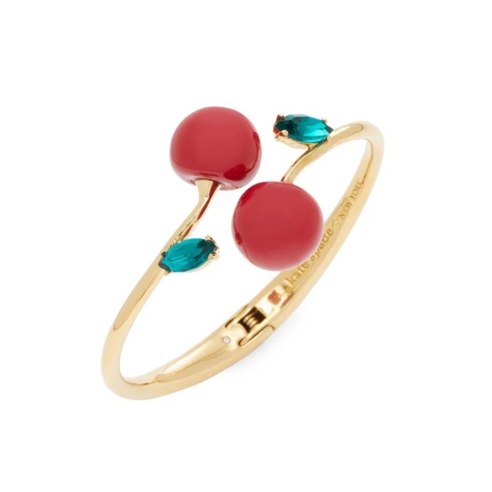 Authentic Kate spade New with tag. Gold-Tone Cherry hinged Bangle Bracelet